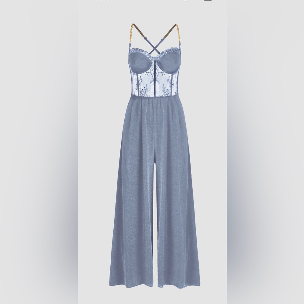 Cider Blue Lace Bodice Jumpsuit